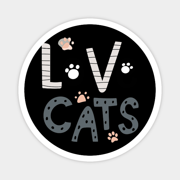 Grey Cute Love Cats Typography Magnet by snoddyshop